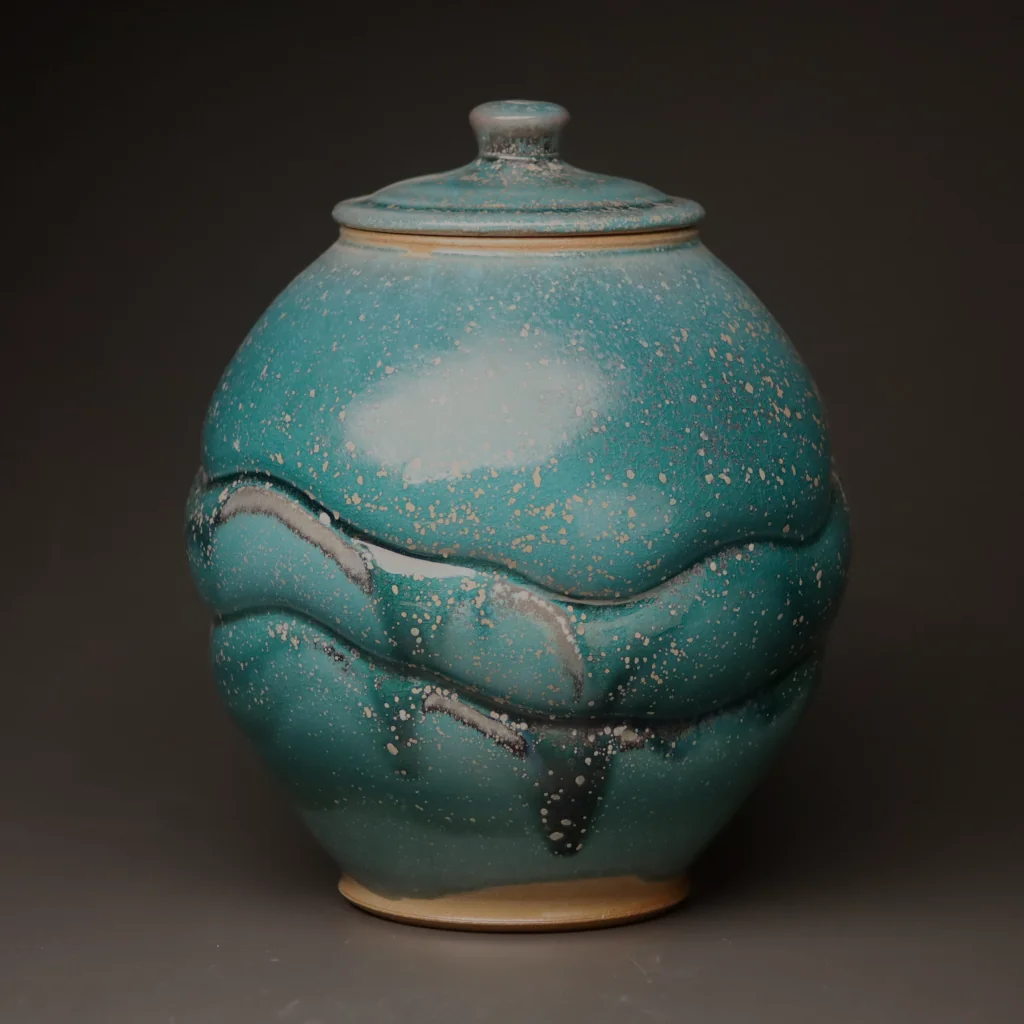 Teal urn jar