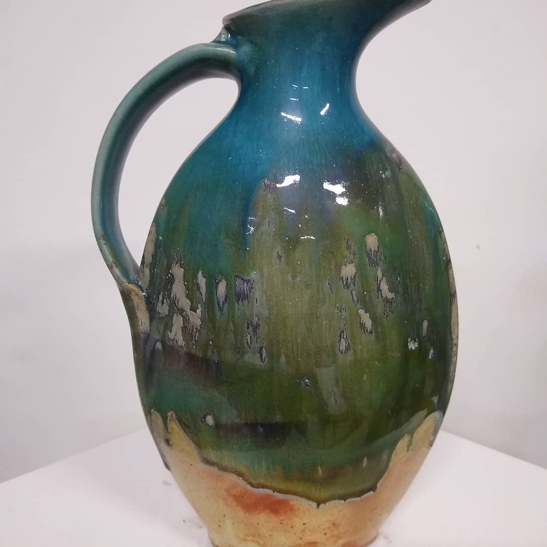 Wood-salt fired glaze shine pitcher