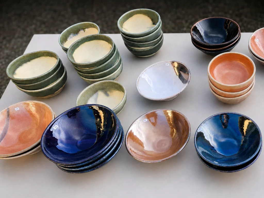 Assorted bowls arranged on a table