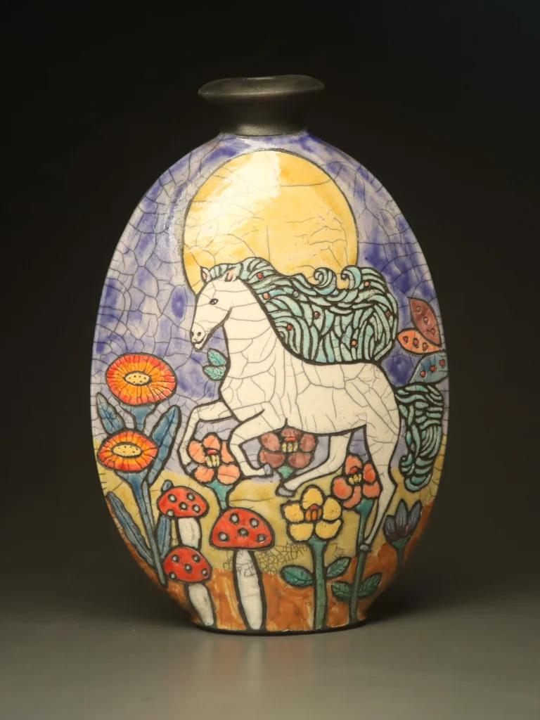 Shiho horse motif vase