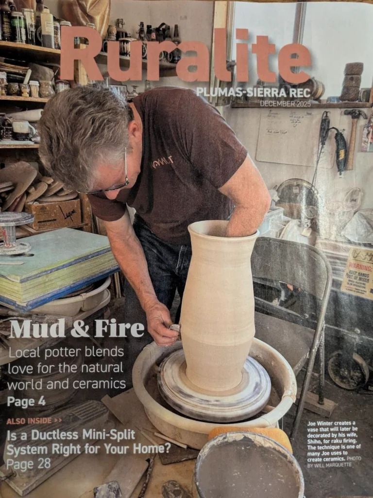 Joe working on a ceramic article in process